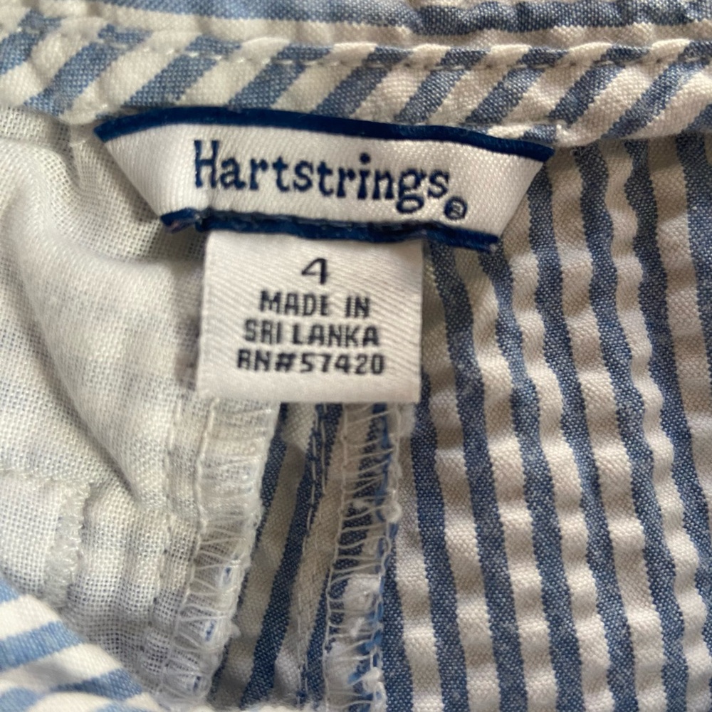 Hartstrings Cotton Seersucker Pants Adjustable Tab Waist Kids 4 Blue White NWOT - Picture 4 of 6